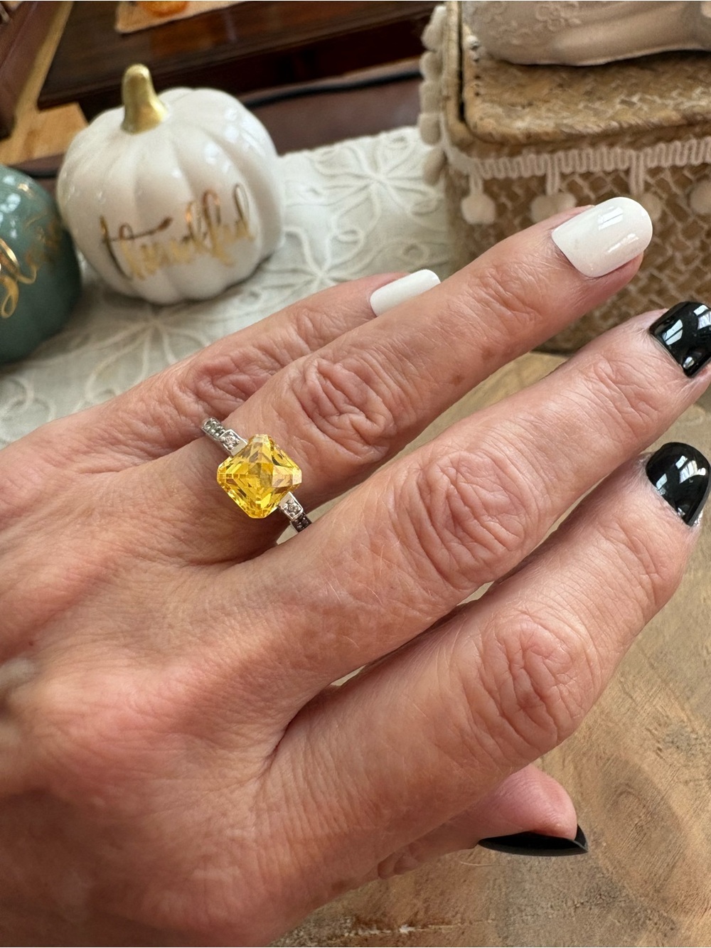 925 Sterling Silver Designer Signed Tycoon White And Yellow CZ Band